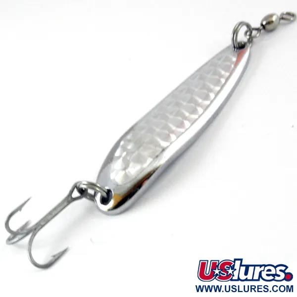 Vintage  Luhr Jensen Krocodile Die #4, 3/4oz Nickel / Hologram fishing spoon #3867