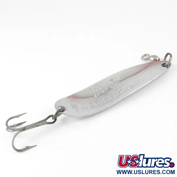 Vintage  Luhr Jensen Krocodile Die #5, 3/4oz Nickel / Hologram fishing spoon #3872