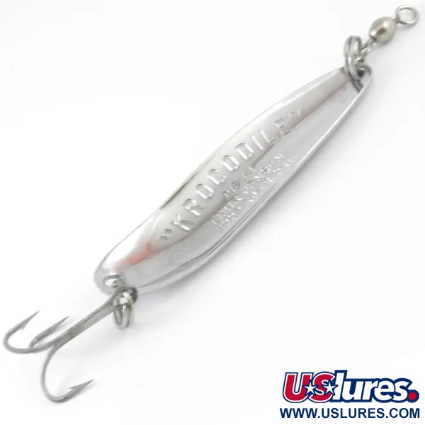 Vintage  Luhr Jensen Krocodile Die #4, 1/2oz Nickel / Blue with Green Hologram fishing spoon #3873