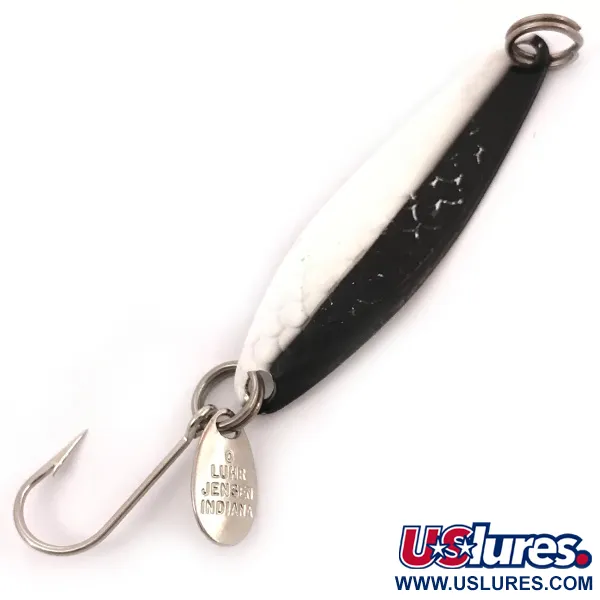 Vintage  Luhr Jensen Needlefish 2, 3/32oz Black / White / Nickel fishing spoon #3889