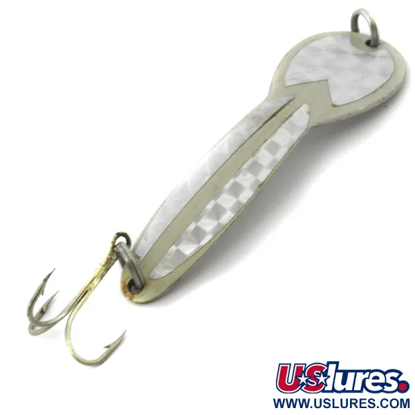 Vintage  Glen Evans Loco 4, 3/4oz White Pearl fishing spoon #3900