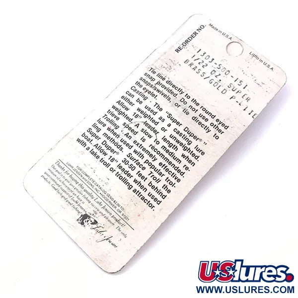  Luhr Jensen Super-Duper 500, 3/64oz Gold / Red fishing spoon #3932