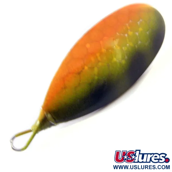 Vintage   Weedless Johnson Silver Minnow, 3/16oz Orange / Green / Silver fishing spoon #3951