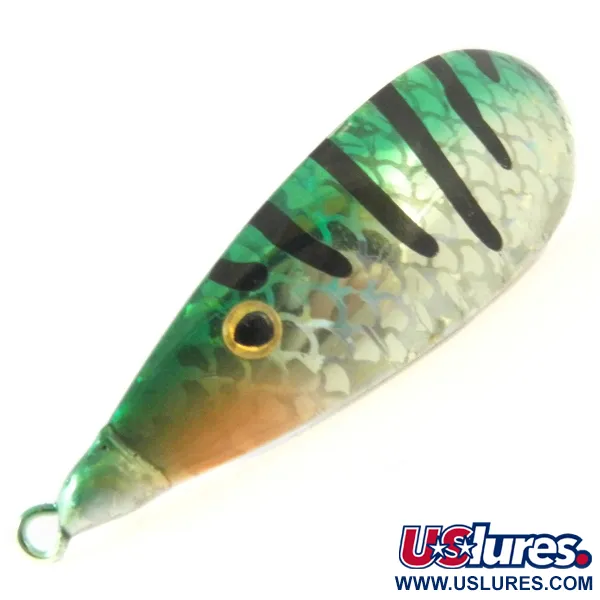 Vintage   Weedless Johnson Silver Minnow, 1/3oz Perch / Silver fishing spoon #3952