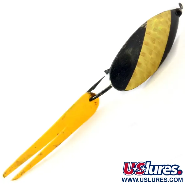 Vintage   Weedless Johnson Silver Minnow, 1/3oz Black / Gold fishing spoon #3953