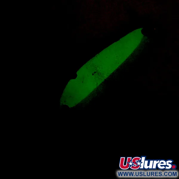 Vintage  Luhr Jensen Krocodile Die #3 Glow, 1/3oz White / Blue / Nickel fishing spoon #3967