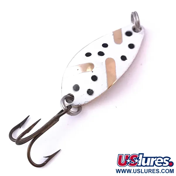 Vintage  Seneca Little Cleo, 1/8oz Gold / White fishing spoon #3971