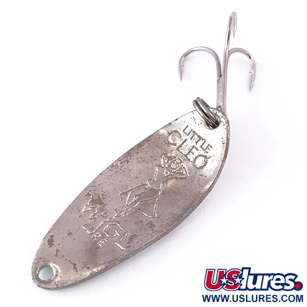 Vintage  Seneca Little Cleo (Hula Girl), 1/3oz Pearl White / Nickel / Green fishing spoon #3972