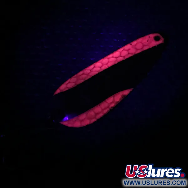 Vintage   Nebco FlashBait 266, 1/3oz Hammered Copper / Red UV Glow in UV light, Fluorescent fishing spoon #3998