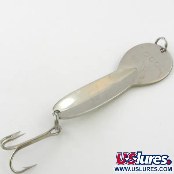 Vintage  Glen Evans Loco 3 UV, 3/5oz Nickel / Yellow / Hologram UV Glow in UV light, Fluorescent fishing spoon #4000