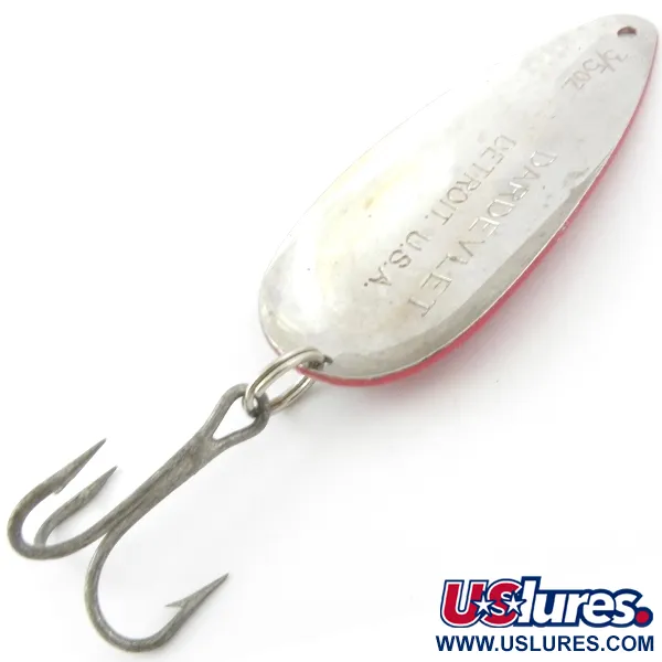 Vintage  Eppinger Dardevle Dardevlet , 3/4oz Red / White / Nickel fishing spoon #4012