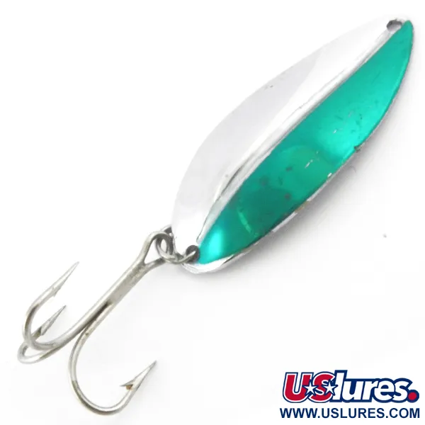 Vintage  TODDCO Main liner , 2/5oz Nickel / Green Metallic fishing spoon #4013