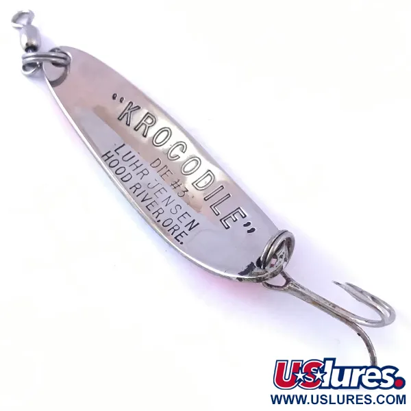 Vintage  Luhr Jensen Krocodile Die #3, 1/3oz Rainbow Pearl / Nickel fishing spoon #4047