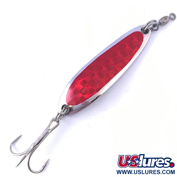 Vintage  Luhr Jensen Krocodile Die #3, 1/3oz Nickel / Red fishing spoon #4049