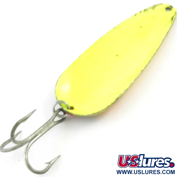 Vintage  Boss Lures Boss Spoon UV, 2/3oz Fire Tiger UV Glow in UV light, Fluorescent fishing spoon #4071