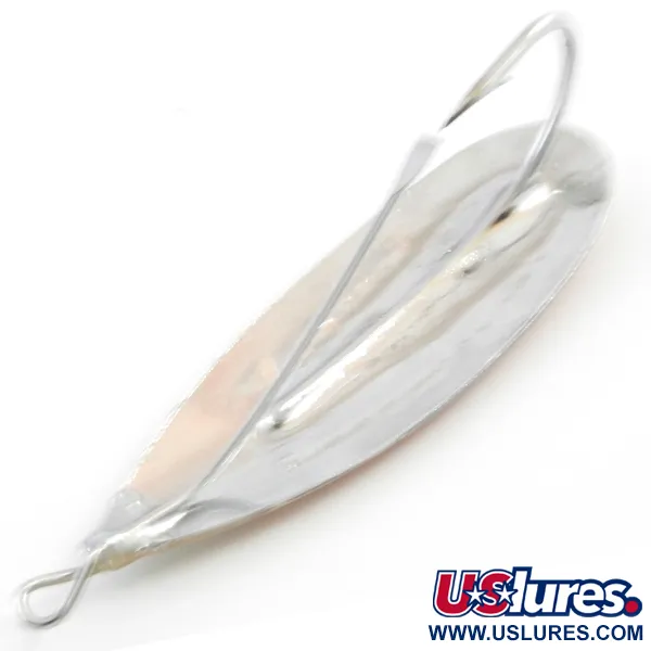 Vintage   Weedless Johnson Silver Minnow, 1/3oz Nickel / Orange / Green fishing spoon #4073