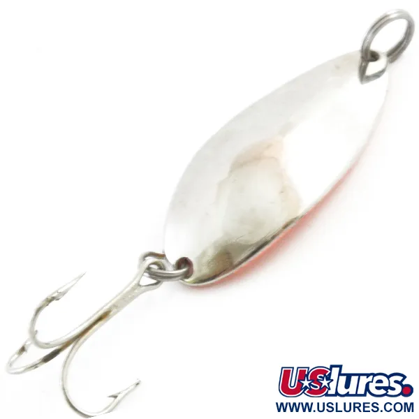 Vintage  Seneca Little Cleo (Hula Girl) UV, 1/2oz Nickel / Orange UV Glow in UV light, Fluorescent fishing spoon #4076