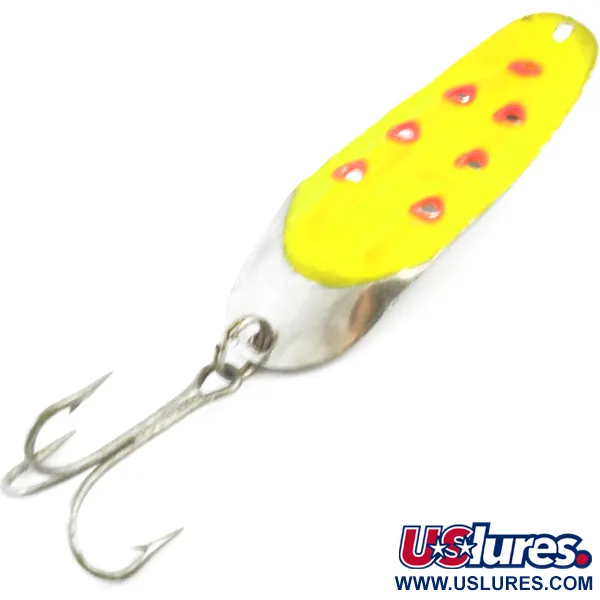 Vintage  Rustowicz Charger №3 UV, 2/5oz Nickel / Yellow / UV Glow in UV light, Fluorescent fishing spoon #4078