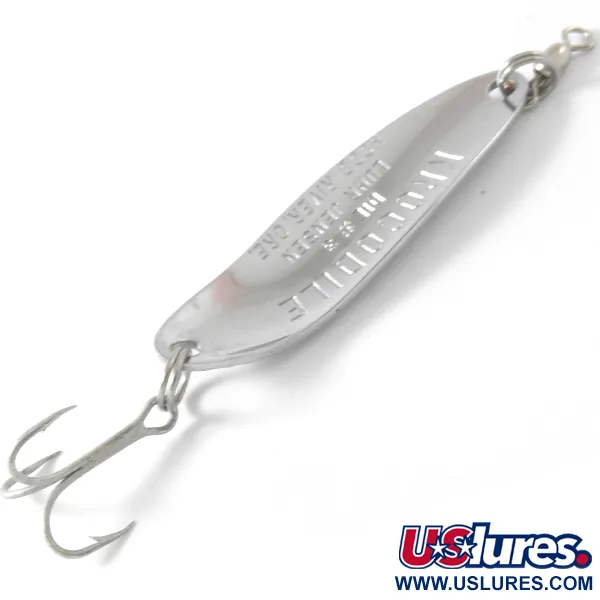 Vintage  Luhr Jensen Krocodile Die #3 UV, 1/3oz Hammered Nickel / UV Stripe fishing spoon #4089