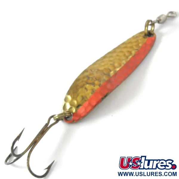 Vintage  Luhr Jensen Krocodile Die #3, 1/3oz Hammered Brass fishing spoon #4105