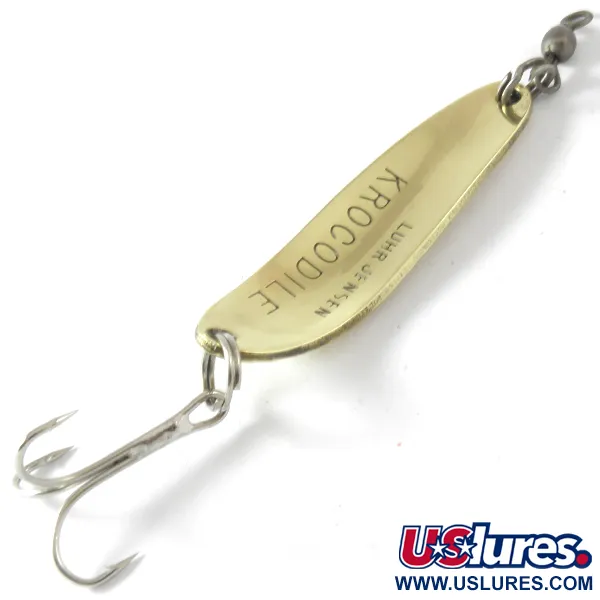 Vintage  Luhr Jensen Krocodile Die #3, 1/3oz Hammered Gold fishing spoon #4107