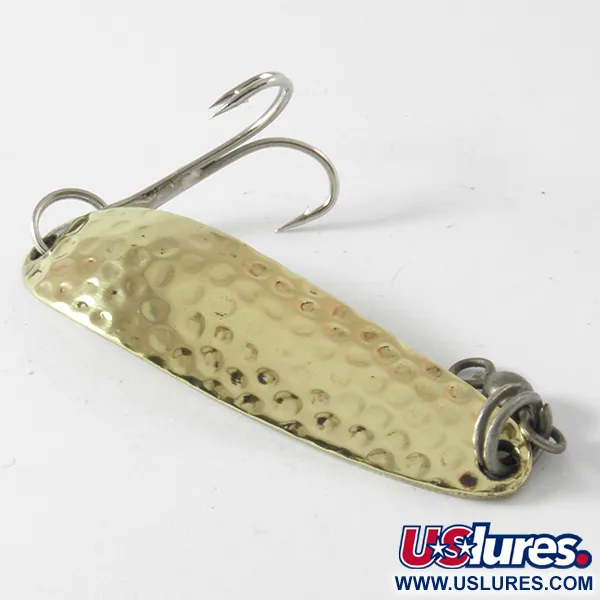Vintage  Luhr Jensen Krocodile Die #3, 1/3oz Hammered Gold fishing spoon #4107