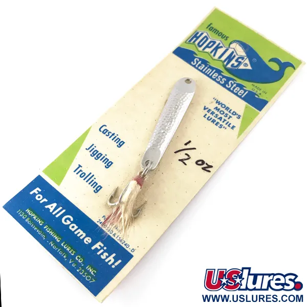   Hopkins s1 Jig Lure, 1/2oz Hammered Nickel fishing spoon #4125