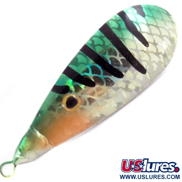 Vintage   Weedless Johnson Silver Minnow, 1/3oz Perch / Silver fishing spoon #4135