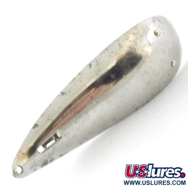 Vintage  Weedless Bait Company FISH TRAP SPOON, 3/5oz Nickel fishing spoon #4157