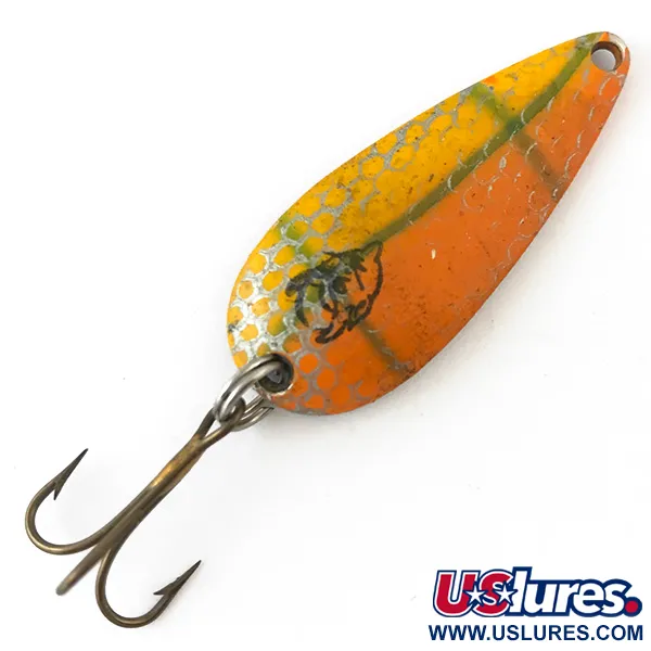 Vintage  Eppinger Dardevle Spinnie, 1/3oz Orange / Yellow / Nickel fishing spoon #4159