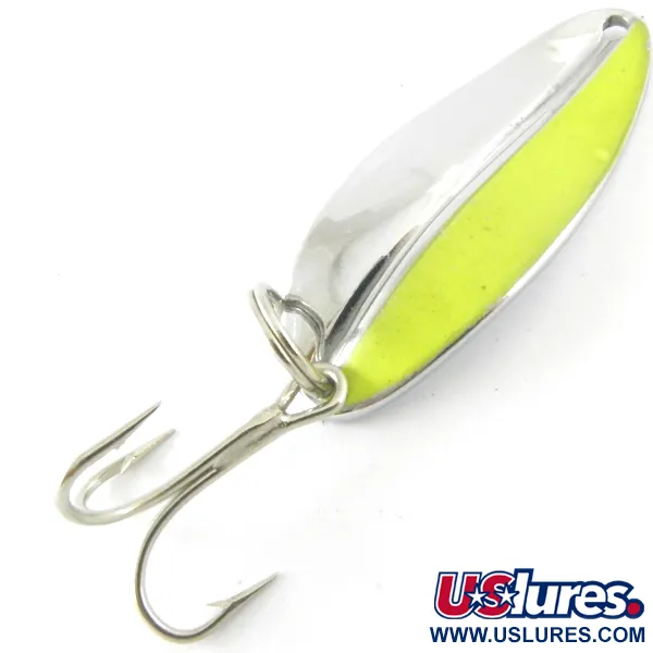 Vintage  TODDCO Main liner UV (Glows in UV light), 2/5oz Nickel / Green UV Glow in UV light, Fluorescent fishing spoon #4175