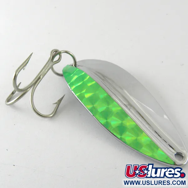 Vintage  TODDCO Main liner , 2/5oz Nickel / Green fishing spoon #4176