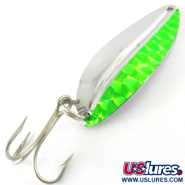 Vintage  TODDCO Main liner , 2/5oz Nickel / Green fishing spoon #4176