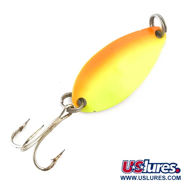 Vintage   Acme Little Cleo, 1/8oz Yellow / Orange / Nickel fishing spoon #4199