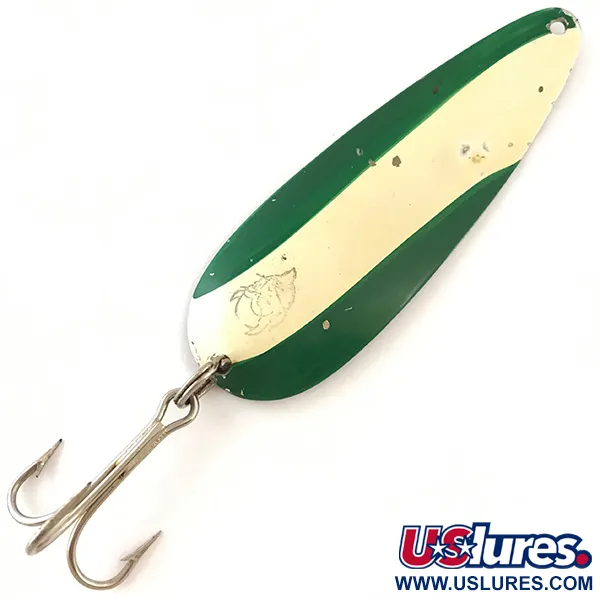 Vintage  Eppinger Dardevle, 1oz Nickel / Green / White fishing spoon #4201