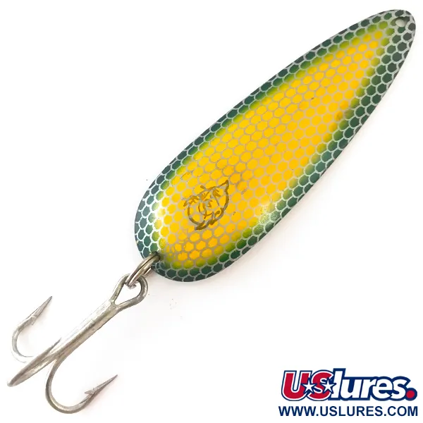 Vintage  Eppinger Dardevle, 1oz Yellow / Green / Nickel fishing spoon #4203