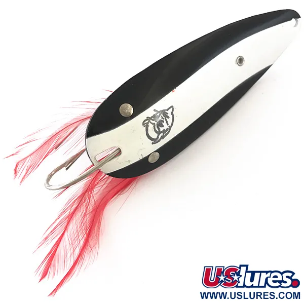 Vintage  Eppinger  Weedless Dardevle, 1oz Black / White / Nickel fishing spoon #4205