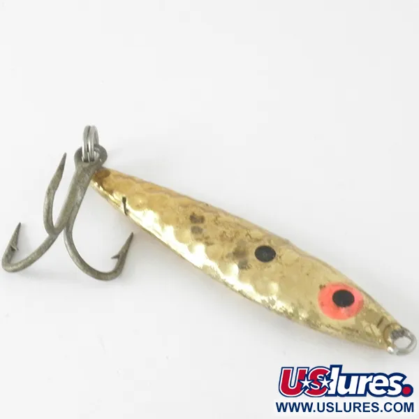 Vintage  Mann's Bait  Mann's Mann-O-Lure Hammered, 3/5oz Hammered Gold fishing spoon #4221
