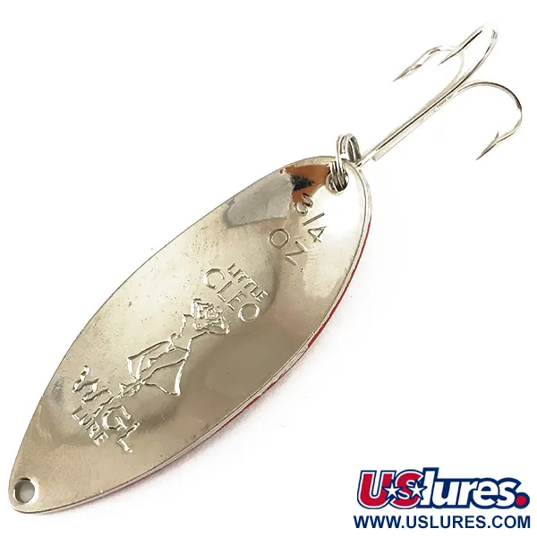 Vintage  Seneca Little Cleo (Hula Girl), 3/4oz Red / White / Nickel fishing spoon #4247
