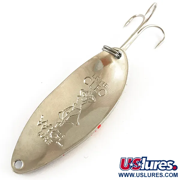 Vintage  Seneca Little Cleo (Hula Girl), 1/2oz White / Brown / Red / Nickel fishing spoon #4248