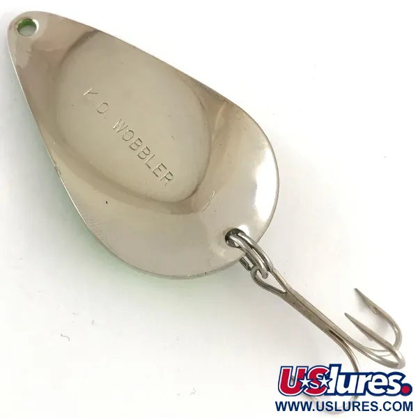 Vintage  Acme K.O. Wobbler, 3/4oz Nickel / Green fishing spoon #4250
