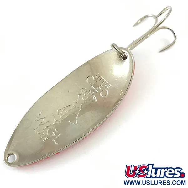 Vintage  Seneca Little Cleo (Hula Girl), 2/3oz Nickel / Orange Red fishing spoon #4270