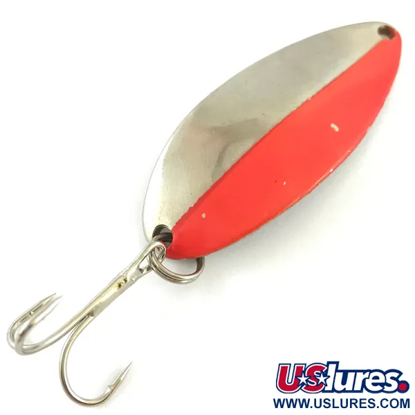 Vintage  Seneca Little Cleo (Hula Girl), 2/3oz Nickel / Orange Red fishing spoon #4270