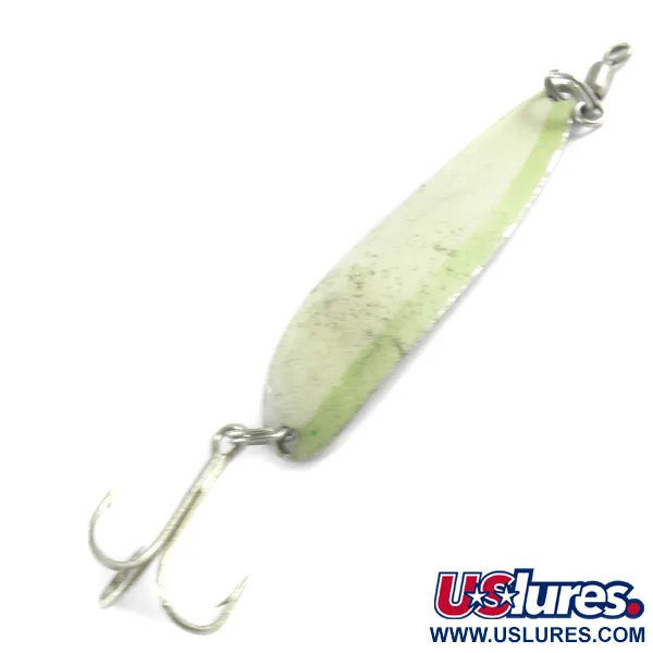 Vintage  Luhr Jensen Krocodile Die #5 Glow, 3/4oz White / Nickel Glow in Dark fishing spoon #4312