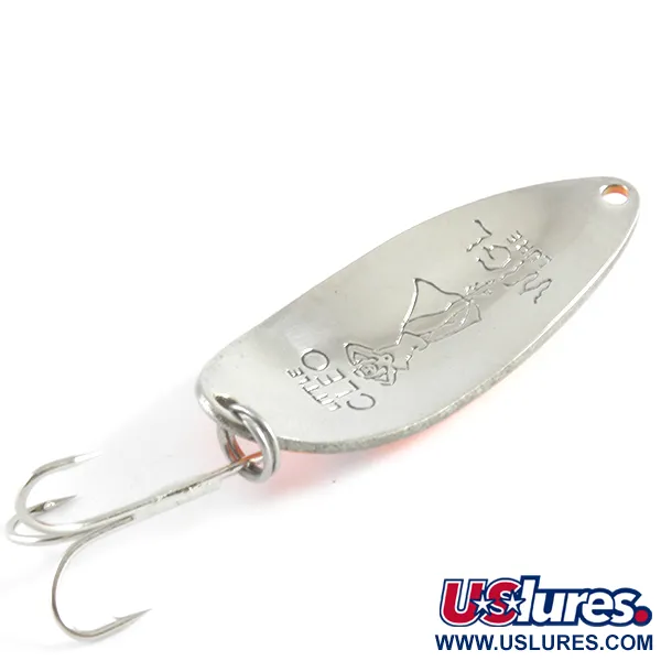 Vintage  Seneca Little Cleo (Hula Girl), 1/2oz Orange / Nickel fishing spoon #4316