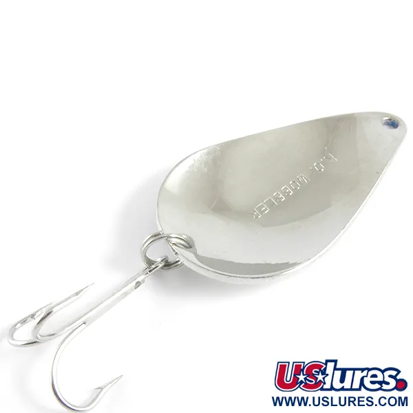 Vintage  Acme K.O. Wobbler Glow, 3/4oz White / Blue / Nickel Glow in Dark fishing spoon #4344