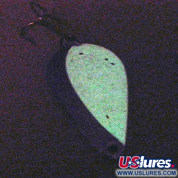 Vintage  Acme K.O. Wobbler Glow, 3/4oz White / Blue / Nickel Glow in Dark fishing spoon #4344
