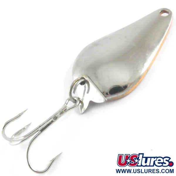Vintage  Acme K.O. Wobbler, 1/2oz Nickel / Orange fishing spoon #4348