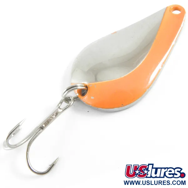 Vintage  Acme K.O. Wobbler, 1/2oz Nickel / Orange fishing spoon #4349