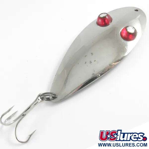 Vintage   Paul Bunyan Flash eye spoon, 3/4oz Nickel / Red Eyes fishing spoon #4353